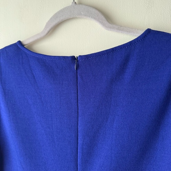 St. John | NWOT Wool Blend Blue Milano Knit Sheath Dress - Picture 9 of 11